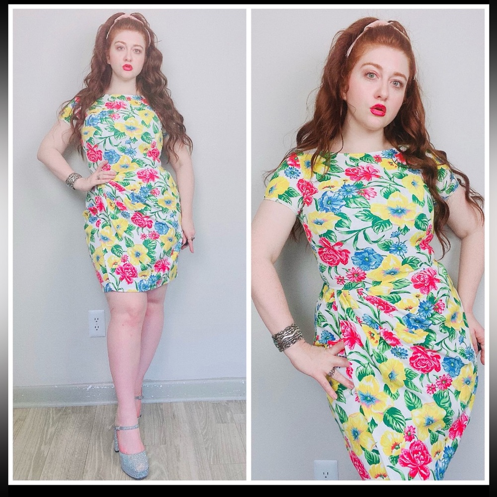 Adrienne Vittadini 90s Tropical floral mini dress - Picture 6 of 7